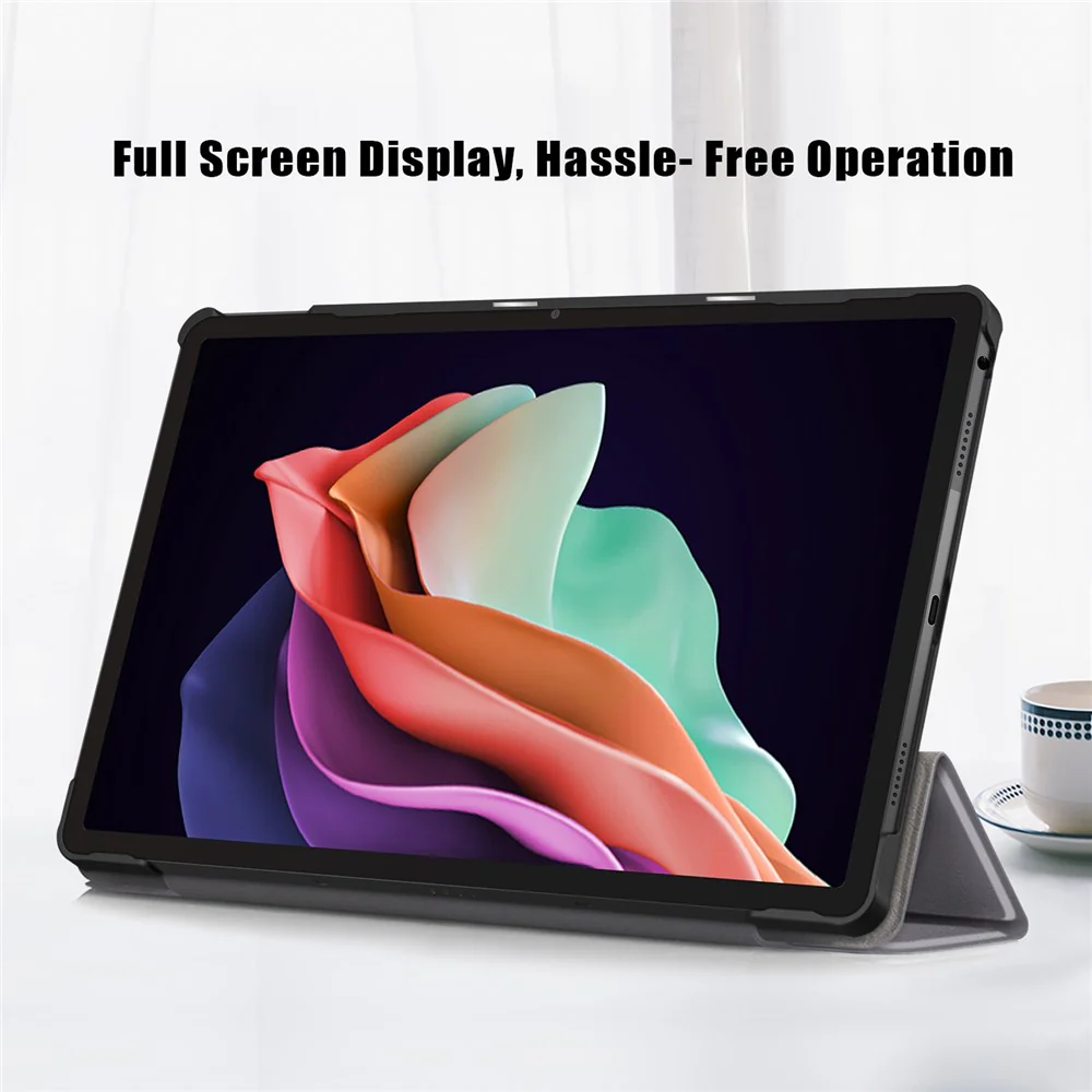 For Lenovo Tab P11 Gen 2 Solid Color PU Leather Tablet Case Tri-fold Stand Auto Wake / Sleep Smart Cover - Grey - Image 5