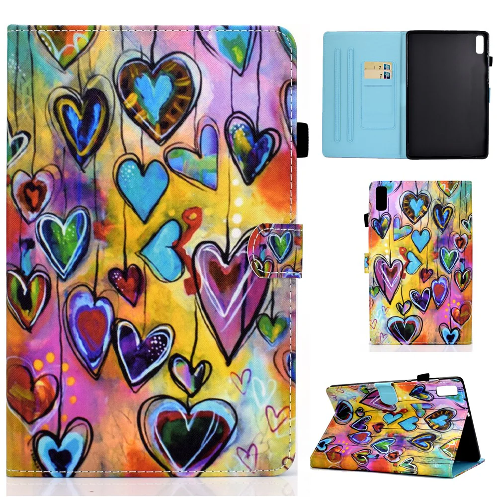 For Lenovo Tab P11 Gen 2 TB-350 A1 Pattern Printing Flip Cover PU Leather Stand Card Holder Tablet Case - Heart