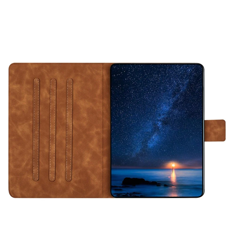 For Lenovo Tab P11 Gen 2 TB-350 Case Couple Cat Imprinted Microfiber Leather Smart Tablet Cover - Brown - Image 2