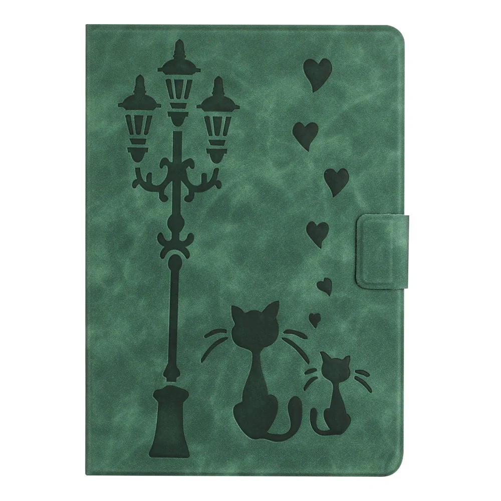 For Lenovo Tab P11 Gen 2 TB-350 Case Couple Cat Imprinted Microfiber Leather Smart Tablet Cover - Green - Image 8