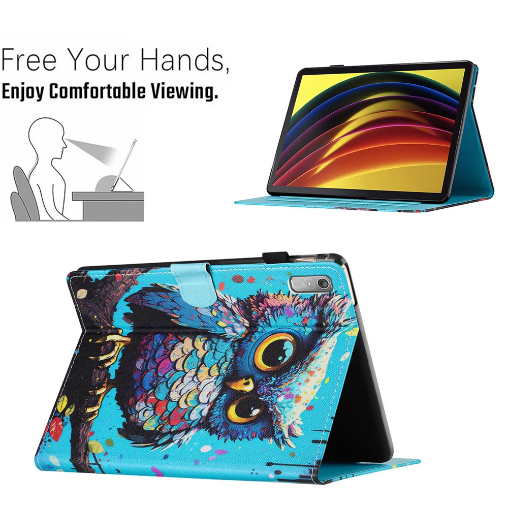 For Lenovo Tab P11 Gen 2 TB-350 Case Pattern Printing Leather Card Holder Tablet Cover - Owl - Image 5