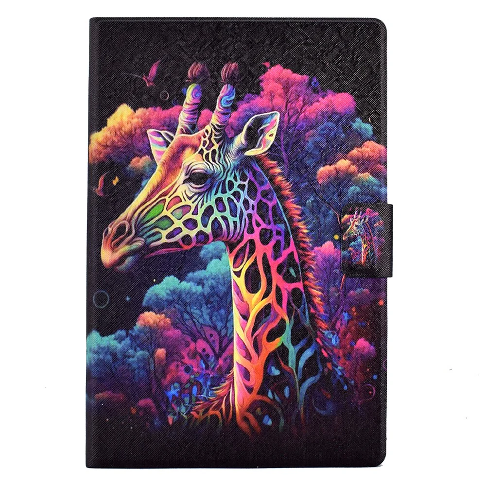 For Lenovo Tab P11 Gen 2 TB-350 Leather Stand Tablet Case A4 Pattern Printing Card Holder Protective Cover - Giraffe - Image 4