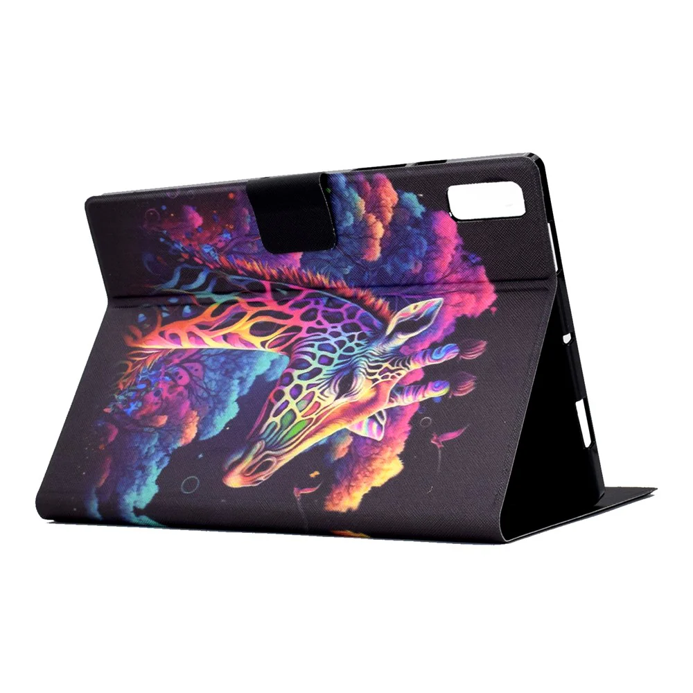 For Lenovo Tab P11 Gen 2 TB-350 Leather Stand Tablet Case A4 Pattern Printing Card Holder Protective Cover - Giraffe - Image 7