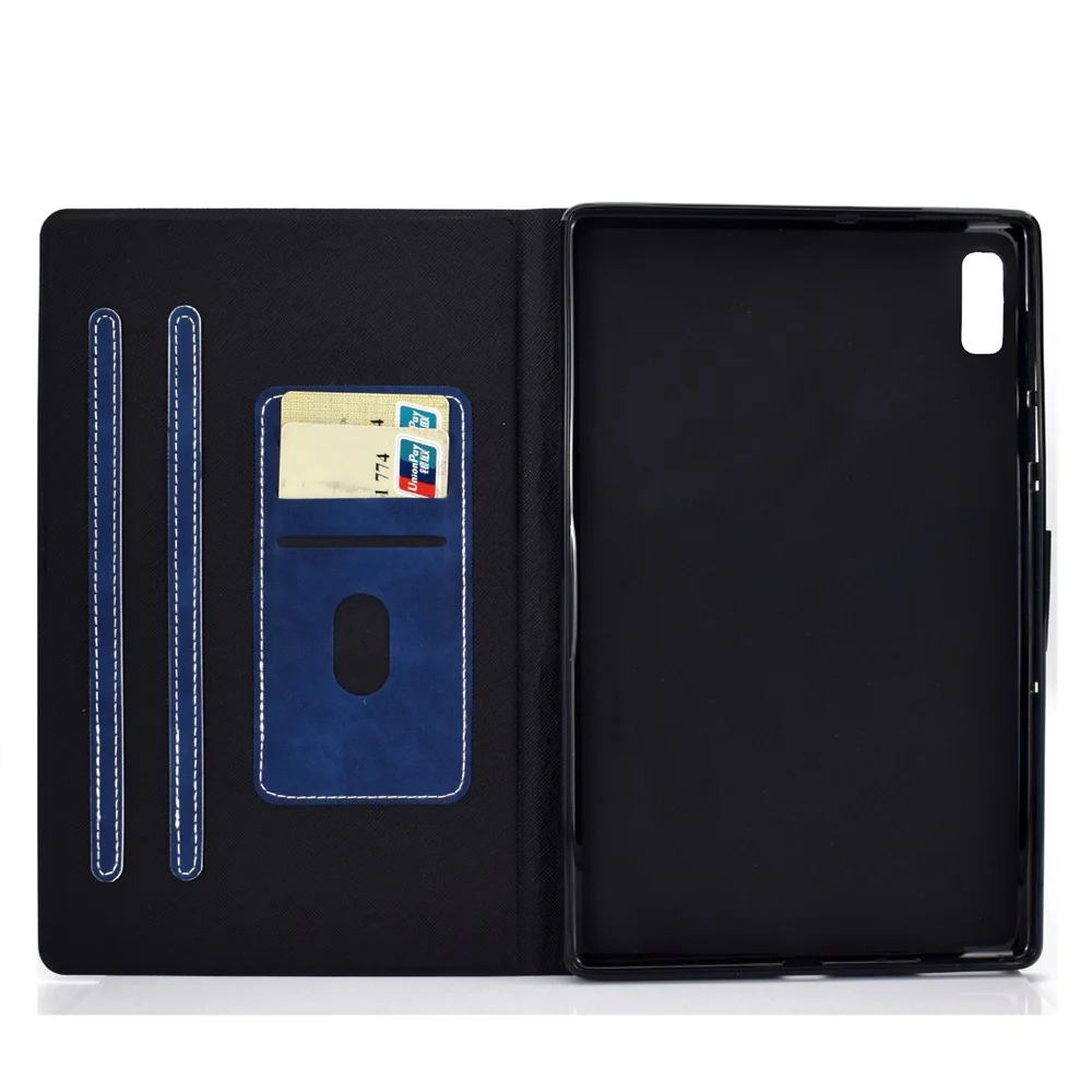 For Lenovo Tab P11 Gen 2 TB-350 PU Leather Magnetic Flip Case A7 Cowhide Texture Stand Tablet Cover with Card Holder - Blue - Image 4