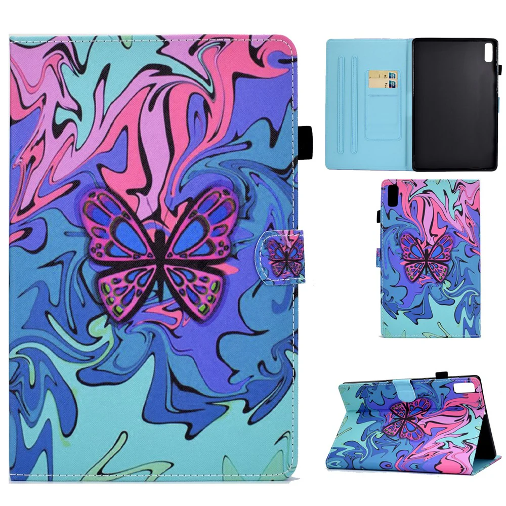 For Lenovo Tab P11 Gen 2 TB-350 PU Leather Protective Case A2 Pattern Printing Stand Tablet Cover with Card Holder - Butterfly