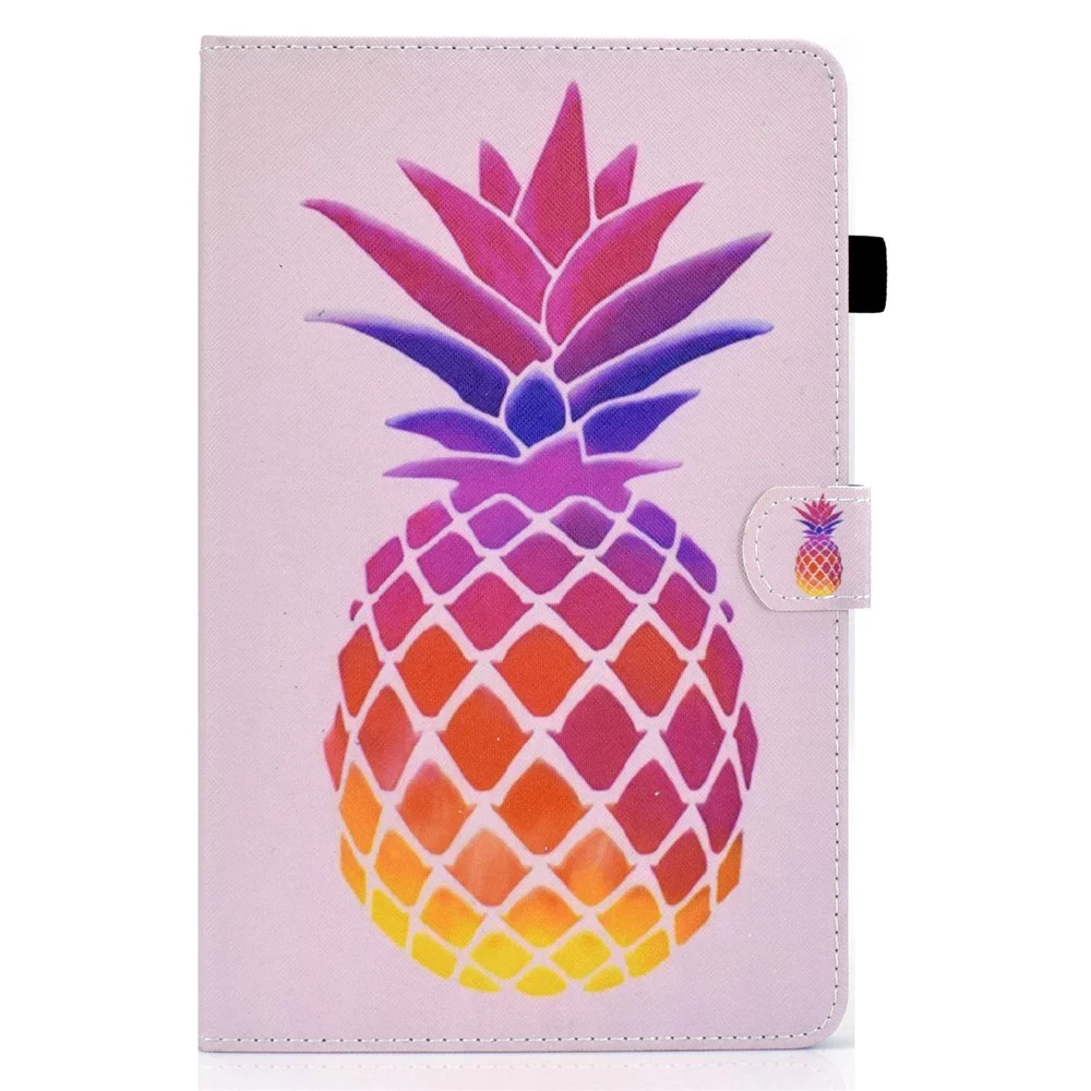 For Lenovo Tab P11 Gen 2 TB-350 PU Leather Protective Case A2 Pattern Printing Stand Tablet Cover with Card Holder - Pink Pineapple - Image 2