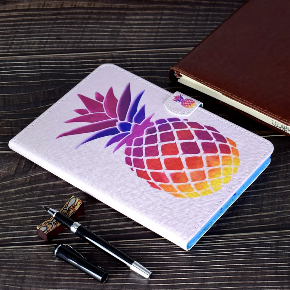 For Lenovo Tab P11 Gen 2 TB-350 PU Leather Protective Case A2 Pattern Printing Stand Tablet Cover with Card Holder - Pink Pineapple - Image 8