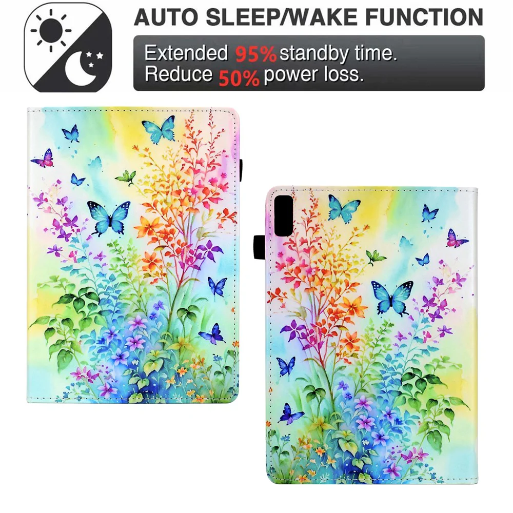 For Lenovo Tab P11 Gen 2 TB-350 / Xiaoxin Pad Plus (2023) Case Pattern Printing Card Holder Leather Tablet Stand Cover - Flowers and Butterflies - Image 4