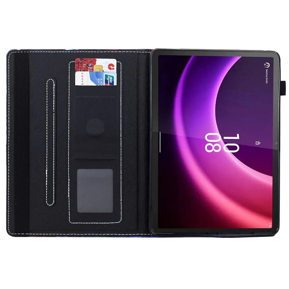 For Lenovo Tab P11 Gen 2 TB-350 / Xiaoxin Pad Plus (2023) Case Pattern Printing Card Holder Leather Tablet Stand Cover - Tiger - Image 3