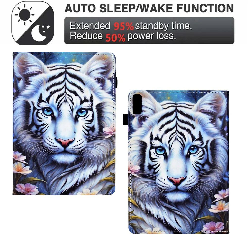 For Lenovo Tab P11 Gen 2 TB-350 / Xiaoxin Pad Plus (2023) Case Pattern Printing Card Holder Leather Tablet Stand Cover - Tiger - Image 4
