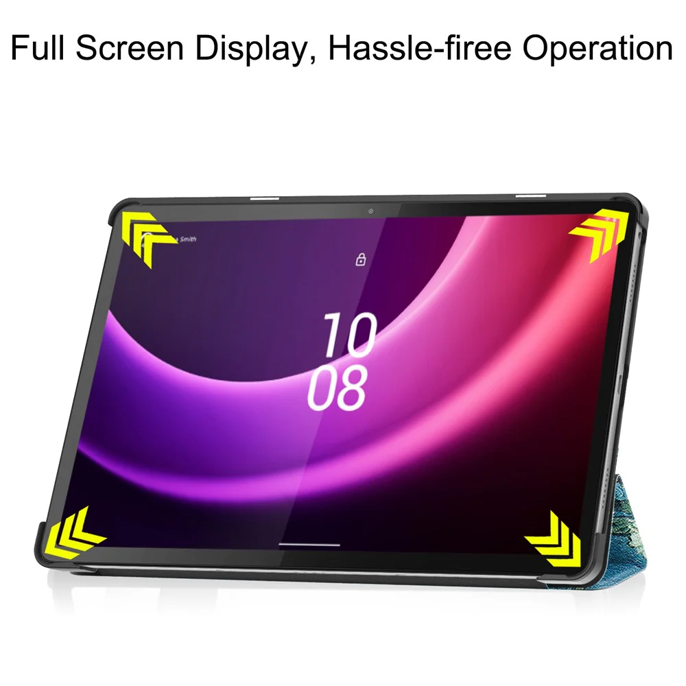 For Lenovo Tab P11 Gen 2 Tri-fold Stand PU Leather Anti-drop Cover Pattern Printing Auto Wake / Sleep Tablet Protective Case - Apricot Blossom - Image 3