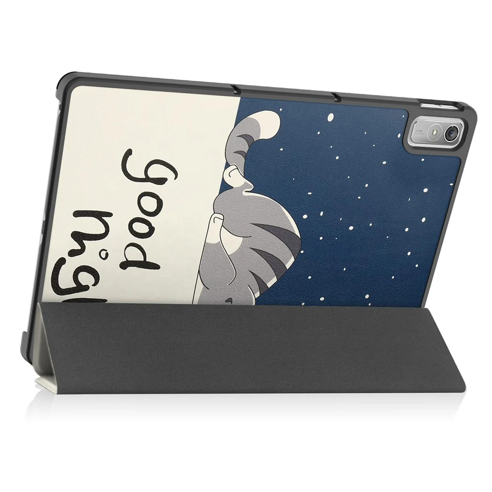 For Lenovo Tab P11 Gen 2 Tri-fold Stand PU Leather Anti-drop Cover Pattern Printing Auto Wake / Sleep Tablet Protective Case - Cat - Image 6