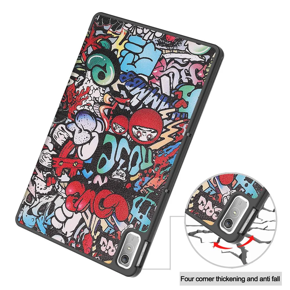 For Lenovo Tab P11 Gen 2 Tri-fold Stand PU Leather Anti-drop Cover Pattern Printing Auto Wake / Sleep Tablet Protective Case - Graffiti - Image 7