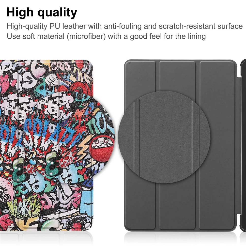 For Lenovo Tab P11 Gen 2 Tri-fold Stand PU Leather Anti-drop Cover Pattern Printing Auto Wake / Sleep Tablet Protective Case - Graffiti - Image 8