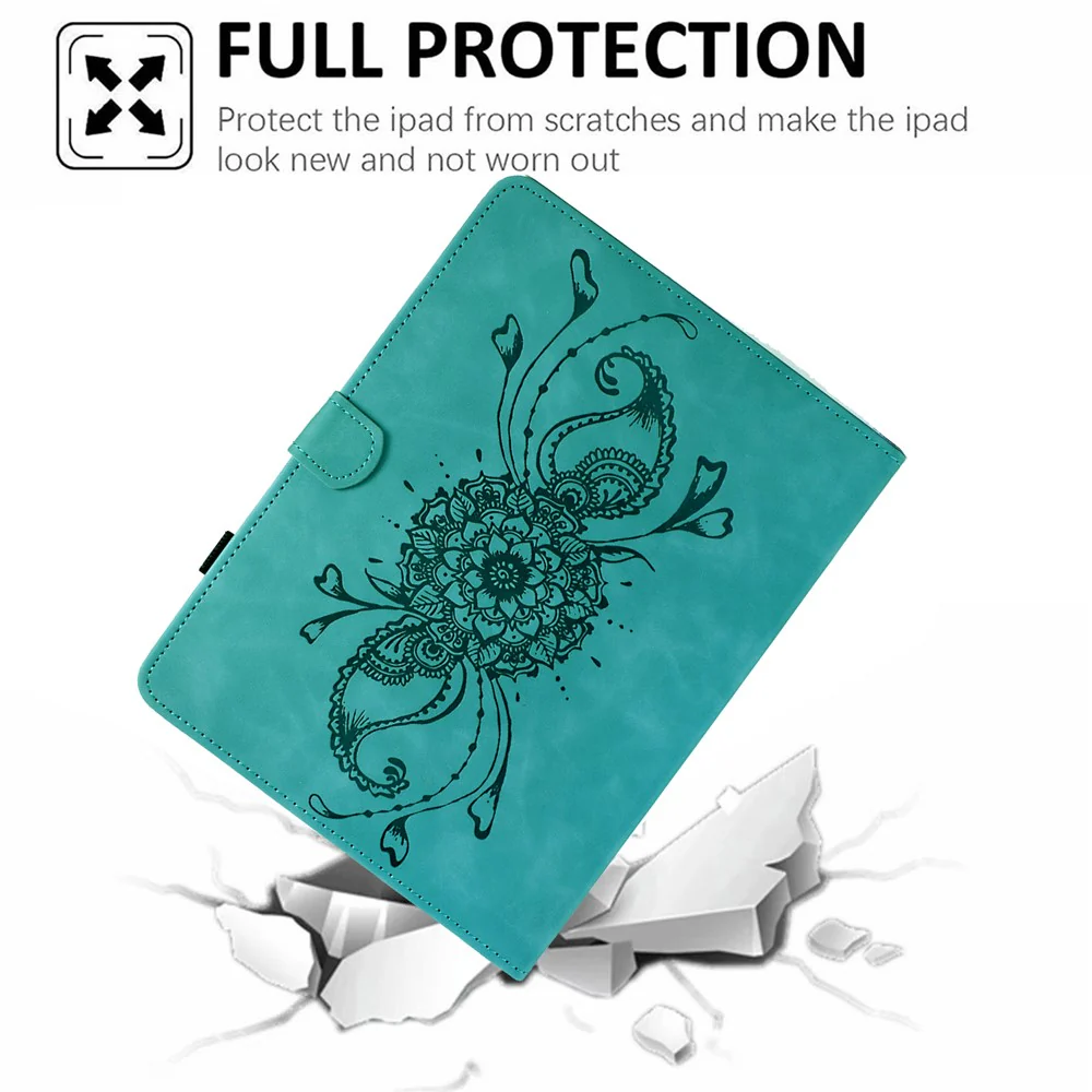 For Lenovo Tab P11 Gen 2 / Xiaoxin Pad Plus (2023) Case Mandala Imprinted Leather Tablet Cover with Card Slots - Baby Blue - Image 4