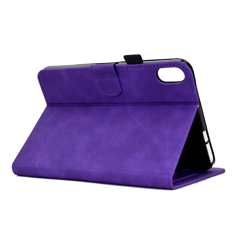 For Lenovo Tab P11 / J606F Butterfly Flower Pattern Imprinted PU Leather Stitching Line Smart Tablet Cover with Card Holder Stand Shockproof Case - Purple - Image 4