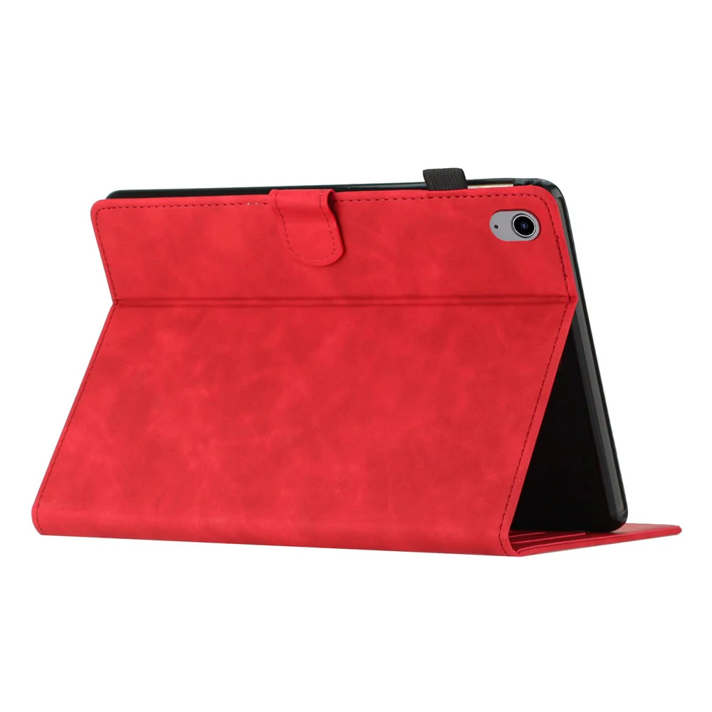 For Lenovo Tab P11 J606F Imprinted Leather Tablet Case Cover with Stand Card Holder - Red - Image 4