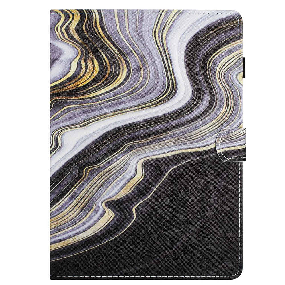 For Lenovo Tab P11 J606F Leather Case Pattern Smart Wake / Sleep Tablet Cover - Black+Gold Marble - Image 6