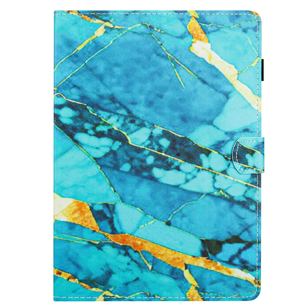 For Lenovo Tab P11 J606F Leather Case Pattern Smart Wake / Sleep Tablet Cover - Gold+Blue Marble - Image 6