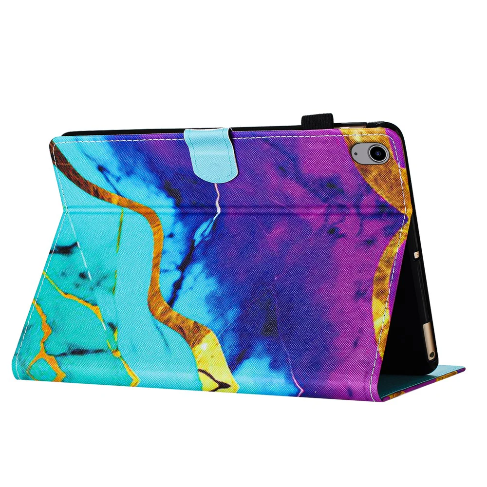 For Lenovo Tab P11 J606F Leather Case Pattern Smart Wake / Sleep Tablet Cover - Purple+Blue Marble - Image 4