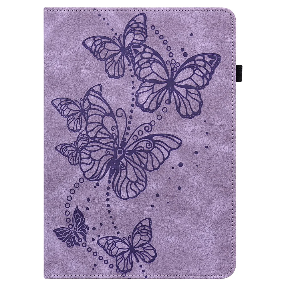 For Lenovo Tab P11 Plus Imprinting Butterflies Leather Built-in Card Slots Tablet Smart Cover Auto Wake/Sleep Stand Tablet Case - Purple - Image 2