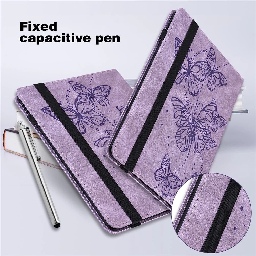 For Lenovo Tab P11 Plus Imprinting Butterflies Leather Built-in Card Slots Tablet Smart Cover Auto Wake/Sleep Stand Tablet Case - Purple - Image 8