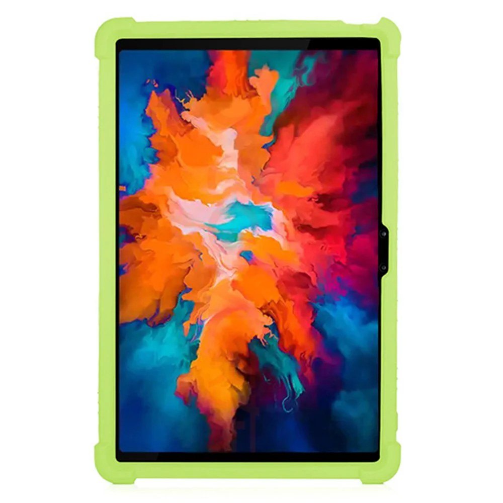 For Lenovo Tab P11 Pro (2020) TB-J706F Anti-Slip Silicone Protective Skin Shockproof Tablet Cover with PC Kickstand - Green - Image 3