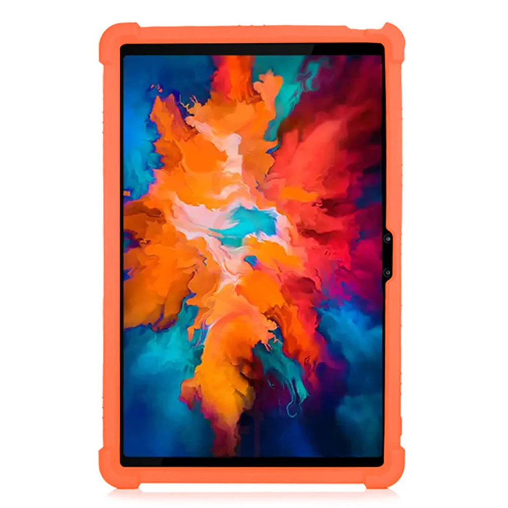 For Lenovo Tab P11 Pro (2020) TB-J706F Anti-Slip Silicone Protective Skin Shockproof Tablet Cover with PC Kickstand - Orange - Image 3