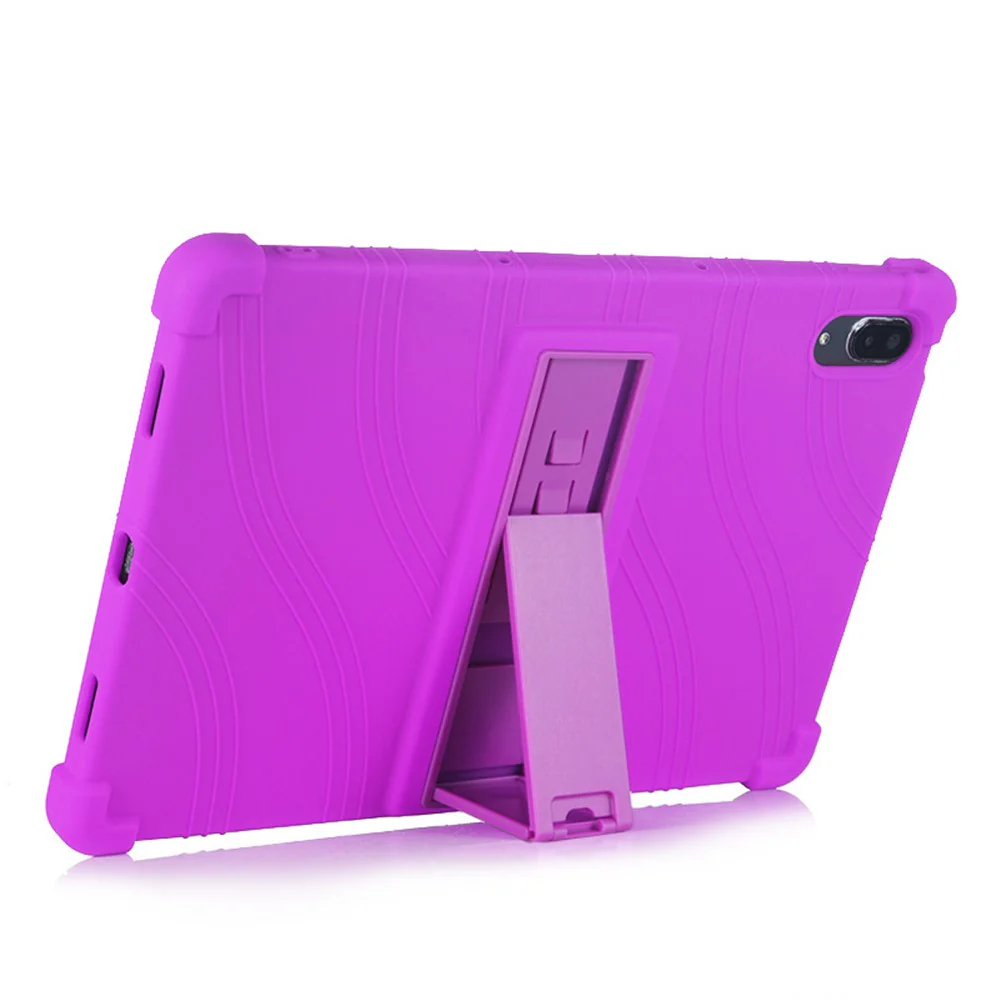 For Lenovo Tab P11 Pro (2020) TB-J706F Anti-Slip Silicone Protective Skin Shockproof Tablet Cover with PC Kickstand - Purple - Image 4
