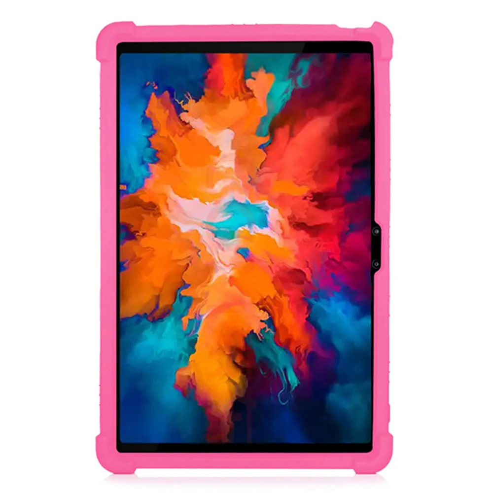 For Lenovo Tab P11 Pro (2020) TB-J706F Anti-Slip Silicone Protective Skin Shockproof Tablet Cover with PC Kickstand - Rose - Image 3