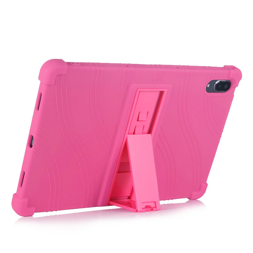 For Lenovo Tab P11 Pro (2020) TB-J706F Anti-Slip Silicone Protective Skin Shockproof Tablet Cover with PC Kickstand - Rose - Image 4