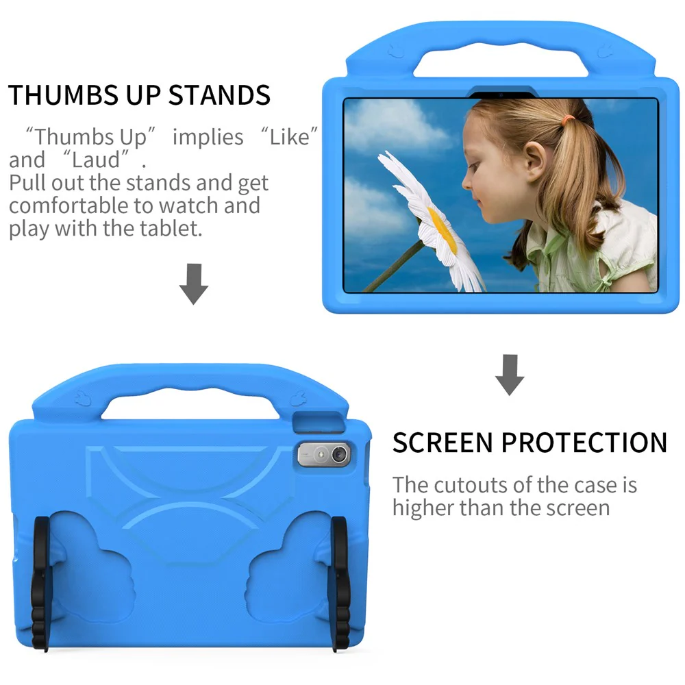 For Lenovo Tab P11 Pro Gen 2 EVA Case Thumbs Up Integrated Kickstand Tablet Cover - Blue - Image 5