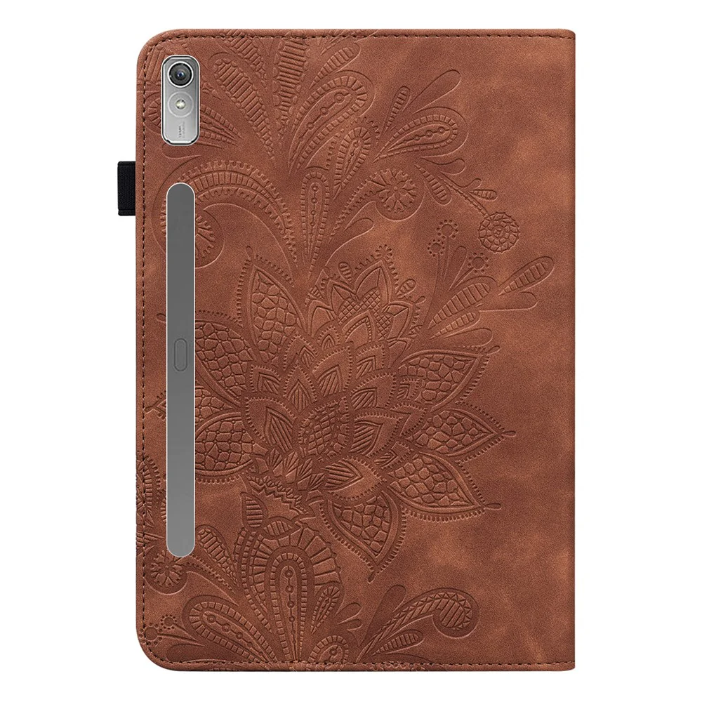 For Lenovo Tab P11 Pro Gen 2 Flower Imprinting PU Leather Tablet Case Drop-proof Wallet Stand Cover - Brown - Image 3