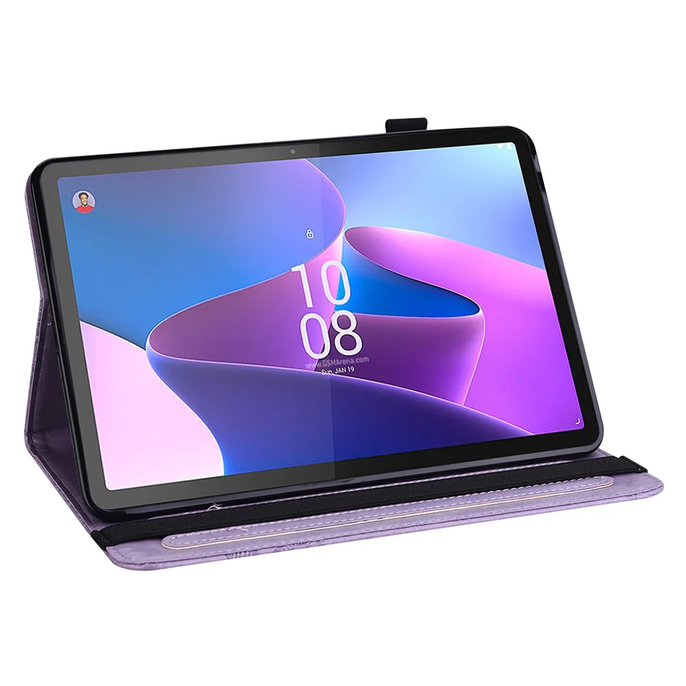 For Lenovo Tab P11 Pro Gen 2 Flower Imprinting PU Leather Tablet Case Drop-proof Wallet Stand Cover - Purple - Image 5
