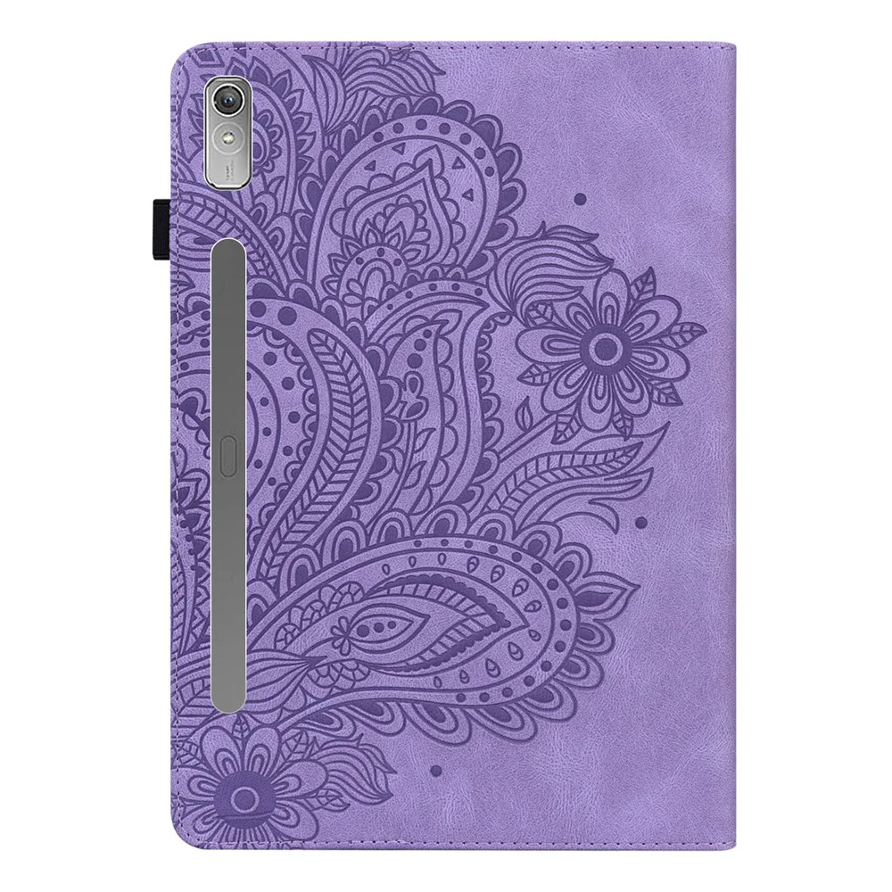 For Lenovo Tab P11 Pro Gen 2 PU Leather Stand Drop-proof Case Flower Imprinting Card Holder Tablet Cover - Purple - Image 3