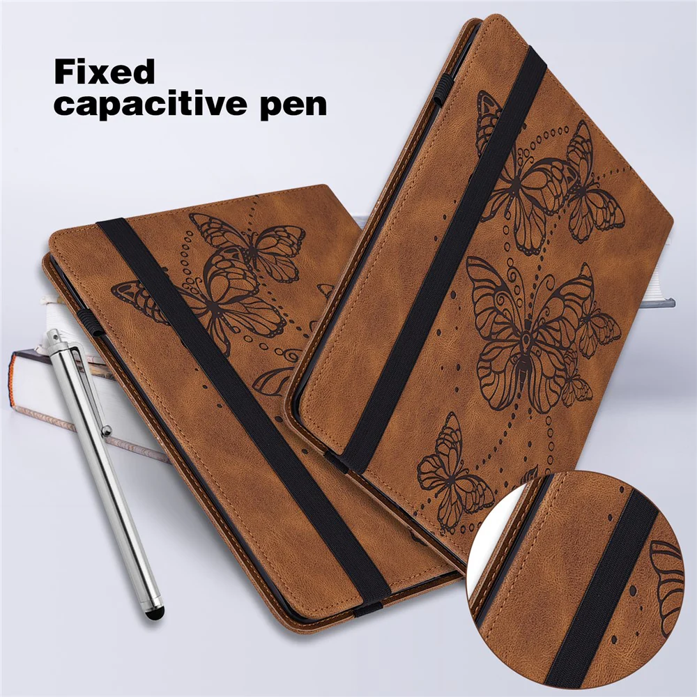 For Lenovo Tab P11 Pro Gen 2 PU Leather Tablet Stand Cover Butterfly Imprinted Card Holder Drop-proof Case - Brown - Image 8