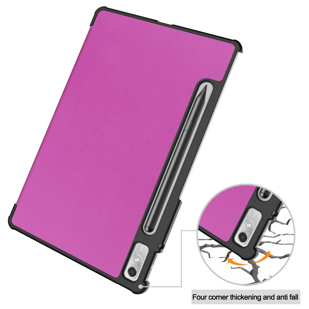 For Lenovo Tab P11 Pro Gen 2 Tri-fold Stand PU Leather Tablet Case Auto Wake / Sleep Function Drop-proof Cover - Purple - Image 7