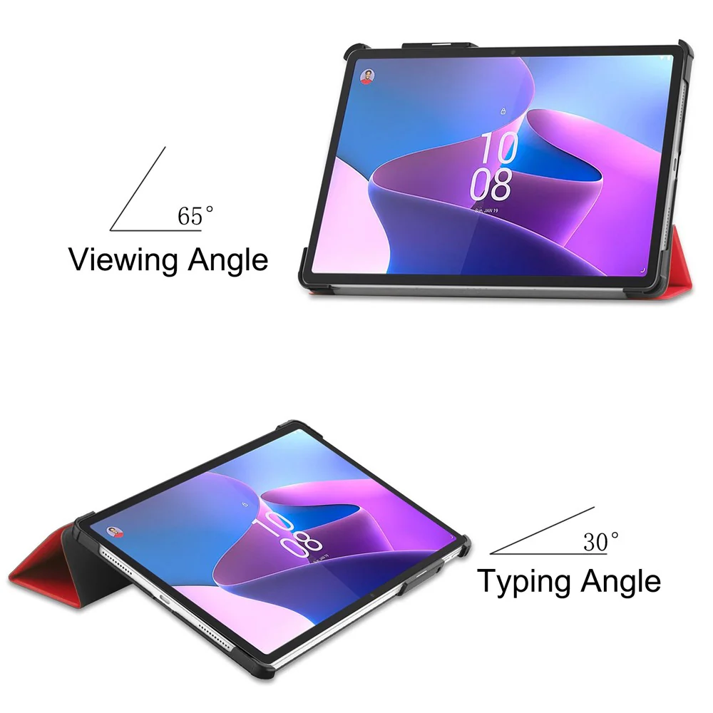 For Lenovo Tab P11 Pro Gen 2 Tri-fold Stand PU Leather Tablet Case Auto Wake / Sleep Function Drop-proof Cover - Red - Image 6