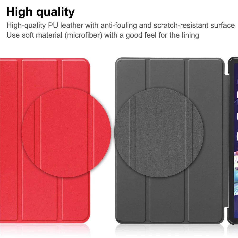 For Lenovo Tab P11 Pro Gen 2 Tri-fold Stand PU Leather Tablet Case Auto Wake / Sleep Function Drop-proof Cover - Red - Image 8