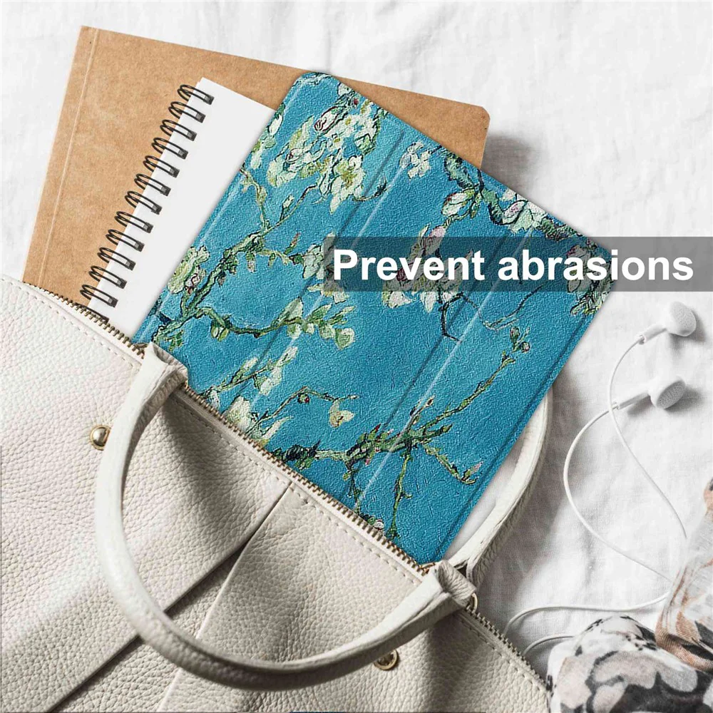For Lenovo Tab P11 Pro Gen 2 Tri-Fold Stand Tablet Case Pattern Printing PU Leather Auto Wake / Sleep Cover with Pencil Holder - Apricot Blossom - Image 8