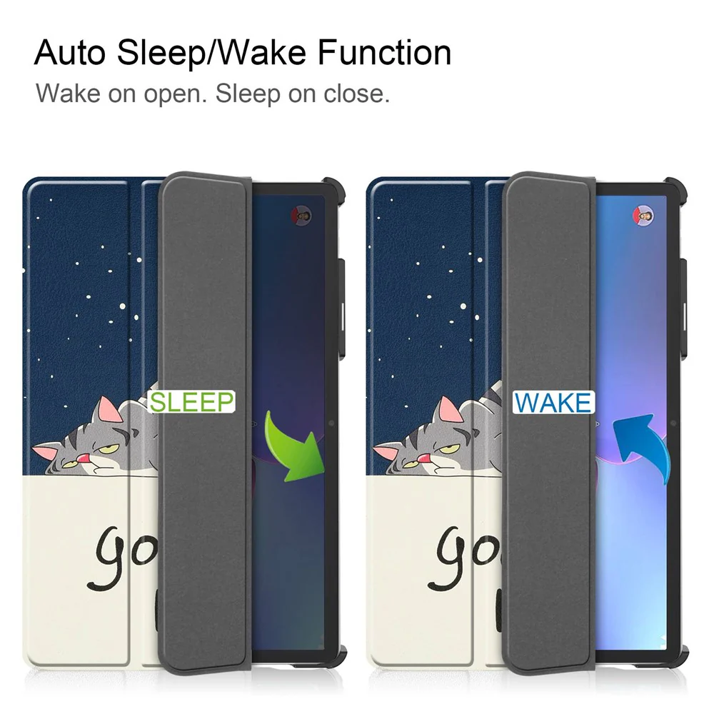 For Lenovo Tab P11 Pro Gen 2 Tri-Fold Stand Tablet Case Pattern Printing PU Leather Auto Wake / Sleep Cover with Pencil Holder - Cat - Image 5