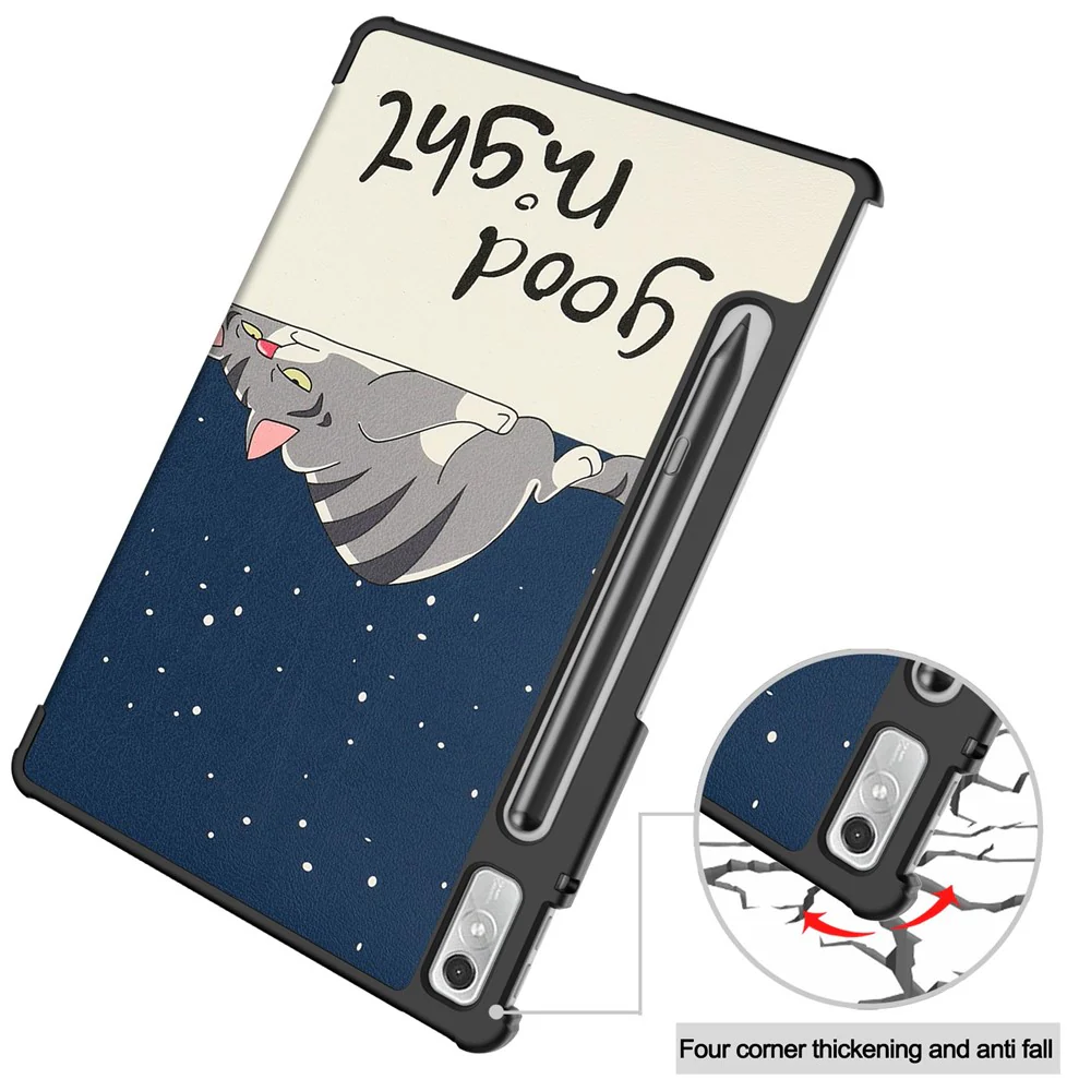 For Lenovo Tab P11 Pro Gen 2 Tri-Fold Stand Tablet Case Pattern Printing PU Leather Auto Wake / Sleep Cover with Pencil Holder - Cat - Image 7