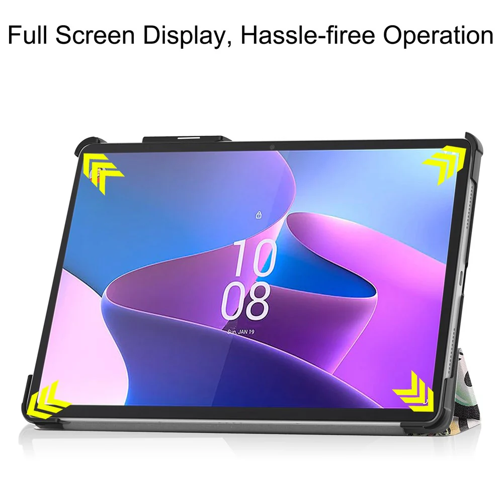 For Lenovo Tab P11 Pro Gen 2 Tri-Fold Stand Tablet Case Pattern Printing PU Leather Auto Wake / Sleep Cover with Pencil Holder - Graffiti - Image 3