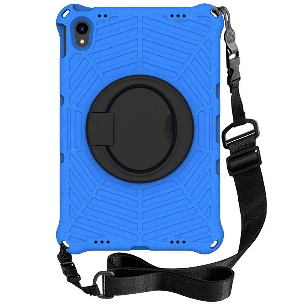 For Lenovo Tab P11 TB-J606F (11")  /  Tab P11 Plus Protective Kickstand Case Spider Web Texture Tablet Cover with Shoulder Strap - Blue - Image 2