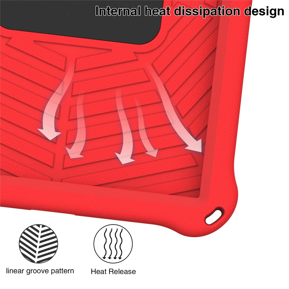 For Lenovo Tab P11 TB-J606F (11")  /  Tab P11 Plus Protective Kickstand Case Spider Web Texture Tablet Cover with Shoulder Strap - Red - Image 6
