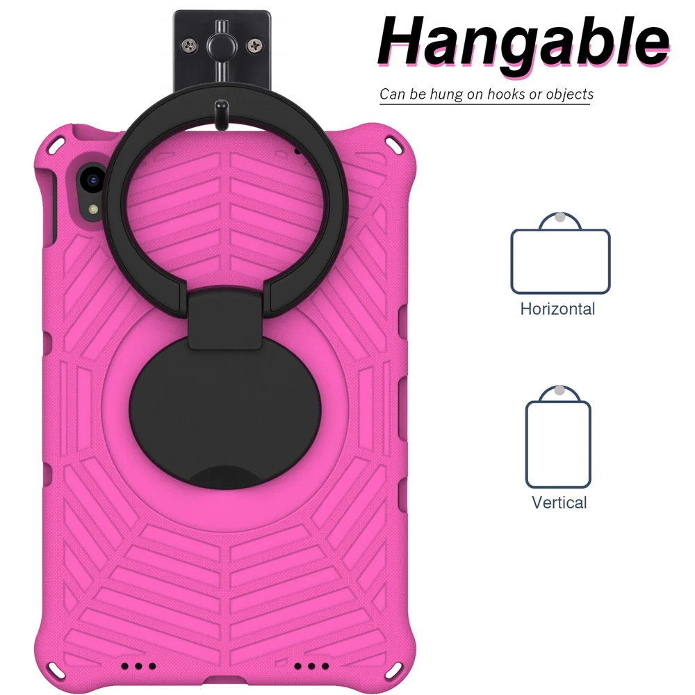 For Lenovo Tab P11 TB-J606F (11") / Tab P11 Plus Protective Kickstand Case Spider Web Texture Tablet Cover with Shoulder Strap - Rose - Image 4