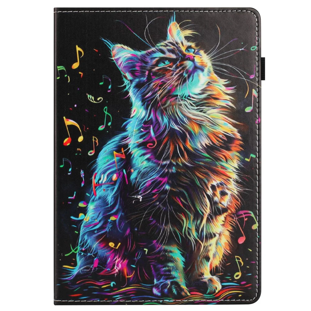 For Lenovo Tab P11 TB-J606F Case Pattern Leather Tablet Cover with Auto Sleep / Wake, Card Holder - Musical Note Cat - Image 7