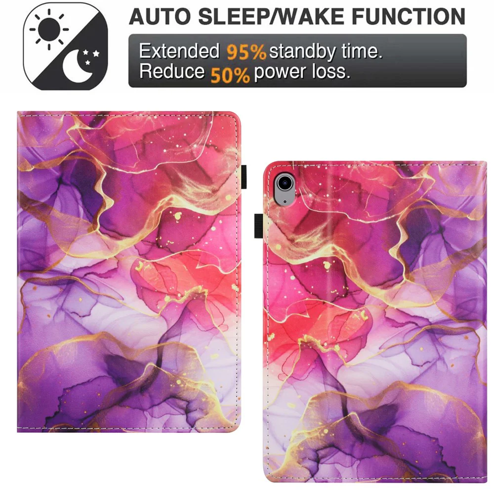 For Lenovo Tab P11 TB-J606F Case Pattern Leather Tablet Cover with Auto Sleep / Wake, Card Holder - Pink Gold Marble - Image 6
