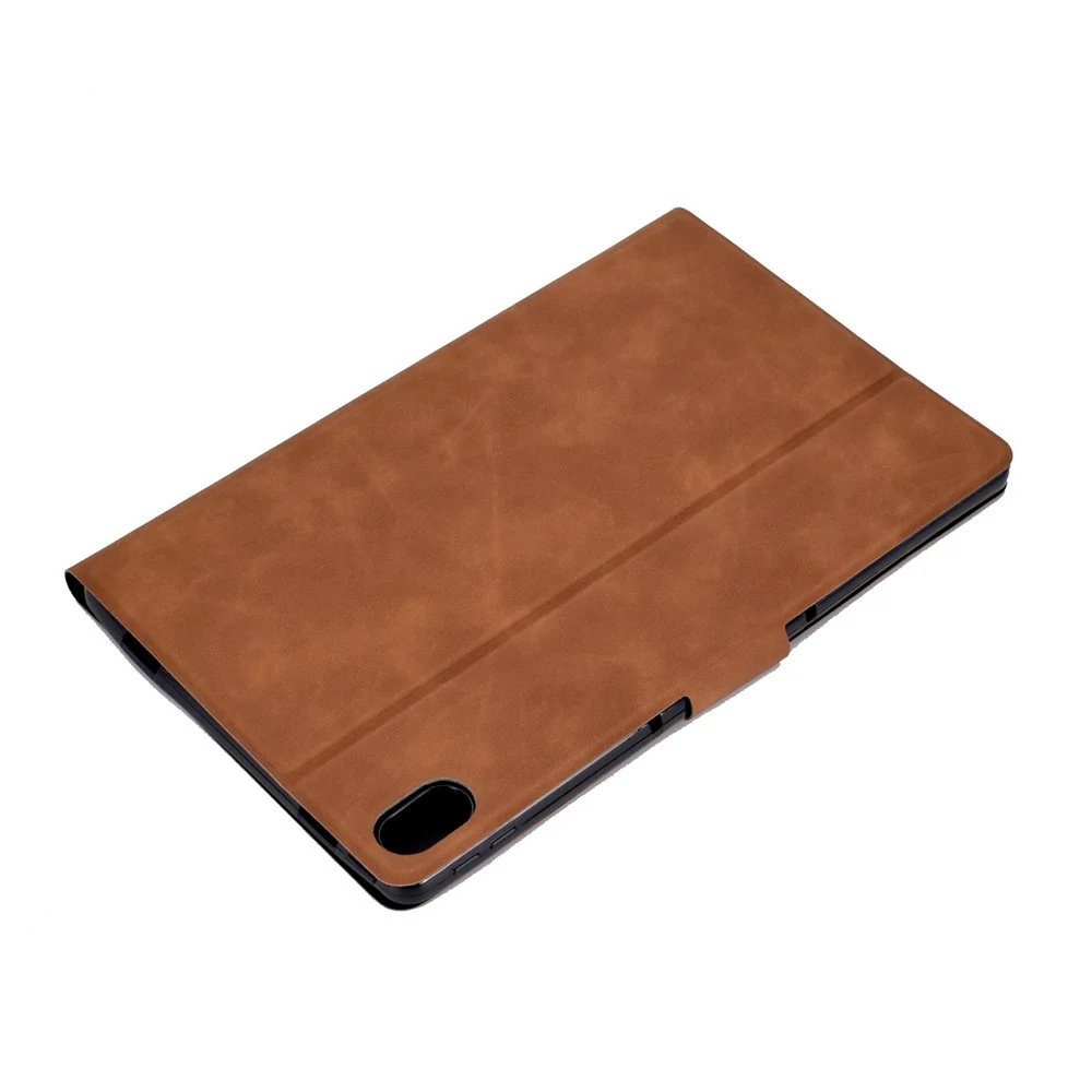 For Lenovo Tab P11 TB-J606F / Tab P11 5G Card Holder Design Folio Flip Calf Textured Leather Tablet Case Magnetic Shockproof Cover with Stand - Brown - Image 5