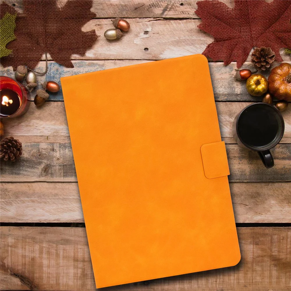 For Lenovo Tab P11 TB-J606F / Tab P11 5G  Card Holder Design Folio Flip Calf Textured Leather Tablet Case Magnetic Shockproof Cover with Stand - Orange - Image 7